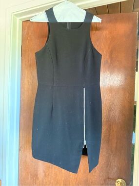 Women's Black Sleeveless Mini Dress with Front Zip
